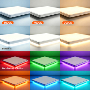Modern Ultra-thin Square <b>LED</b> <b>Ceiling</b> <b>Light</b> RGB Backlit Design 3CCT Dimmable with Remote Control <b>Flush</b> <b>Mount</b> Lamp for Bedroom - Product Image 6