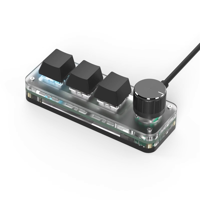 ZYSY) Macropad Macro Programming Keyboard RGB Mini Hot Swap Gaming Custom Knob Keypad Red Switch 3 Keys for Multimedia