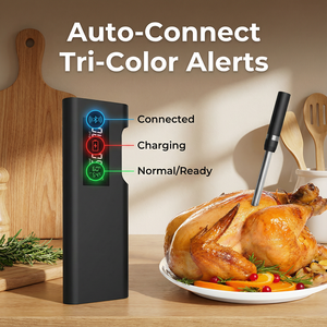 Thermomètre de cuisson sans fil Bluetooth à réponse rapide en acier inoxydable, étanche IP68, sonde de température résistante au four pour grillades et fumoirs - Product Image 3