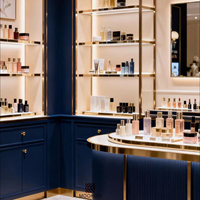 Vitrine de présentation de luxe sur mesure pour magasin de beauté - Unité de présentation en métal de haute qualité et verre transparent
