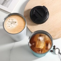 Mug de voyage en acier inoxydable à double paroi de 12 oz avec couvercle rabattable anti-fuite pour café et thé, service OEM avec logo personnalisé