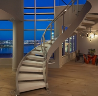 Escalier droit minimaliste Prima en acier inoxydable, design moderne avec main courante pour maison, appartement, villa