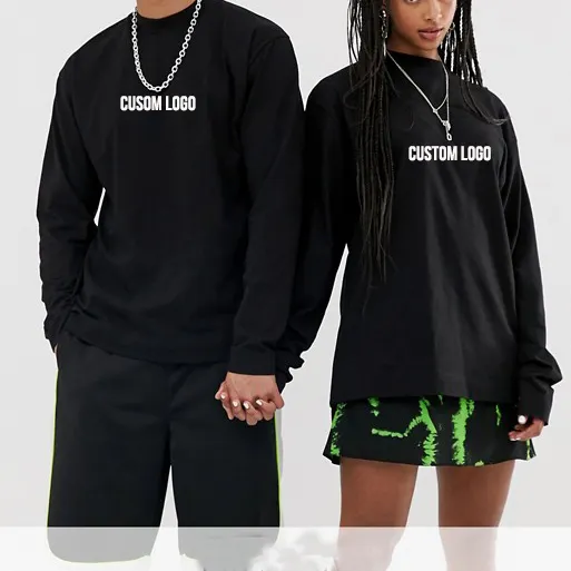 Unisex Long Sleeve T-Shirt, 100% Cotton, Custom Printed Logo, Hip Hop, Oversized, Plain, high Quality