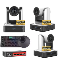 USD2333 Envío Gratis Kit de Cámara de Transmisión HK930 = 3 Cámaras PTZ de Conferencia 4K 60fps 30X SDI con Seguimiento IA + 1 Controlador IP + Switch PoE