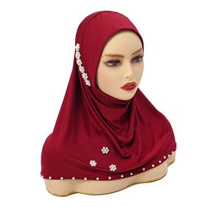 YOMO Nouveau Bonnet Hijab en Polyester à Perles, Foulard Instantané Extensible, Bandeau Islamique, Voile Musulman, Turban, Foulard à Motif Étoile 51x51cm - Product Image 4
