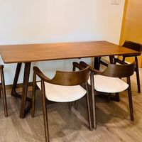 Table à manger rectangulaire en bois massif couleur noyer, style design moderne, pour restaurant scolaire, avec combinaison de chaises