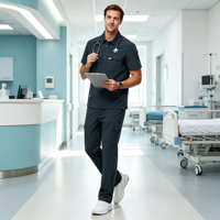 Ensemble de blouses médicales tissées à demi-zip, haut à manches courtes et pantalon cargo, uniforme médical pour hommes et femmes, tenue de travail pour hôpital et clinique