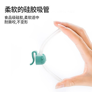Clip de paille en silicone pour bébé, en forme de chat, vert et jaune, sans Bpa, pour accessoires de biberon pour nourrissons de 0 à 12 mois - Product Image 4