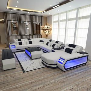Funktionales LED-Sofa-Set für Zuhause, Wohnzimmer-Set, Echleder-Couch, Ecksofa - Product Image 1