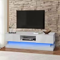 Meuble TV moderne en bois avec éclairage LED, centre de divertissement, console TV, vente en gros directe d'usine en Thaïlande pour les armoires de cuisine