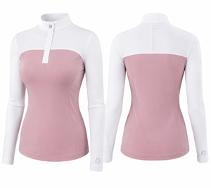 High Quality 4 Way Stretch Long Sleeve <b>Mock</b> <b>Neck</b> Riding Equestrian Competition Shirt Women's Breathable Quick Dry Show <b>Top</b> - Product Image 2