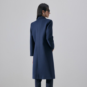 <b>Black</b> Women's Wool Blend <b>Overcoat</b> Long Fitted Waist Thickened Warm Autumn Winter Workwear Professional Coat With Pocket - Product Image 4