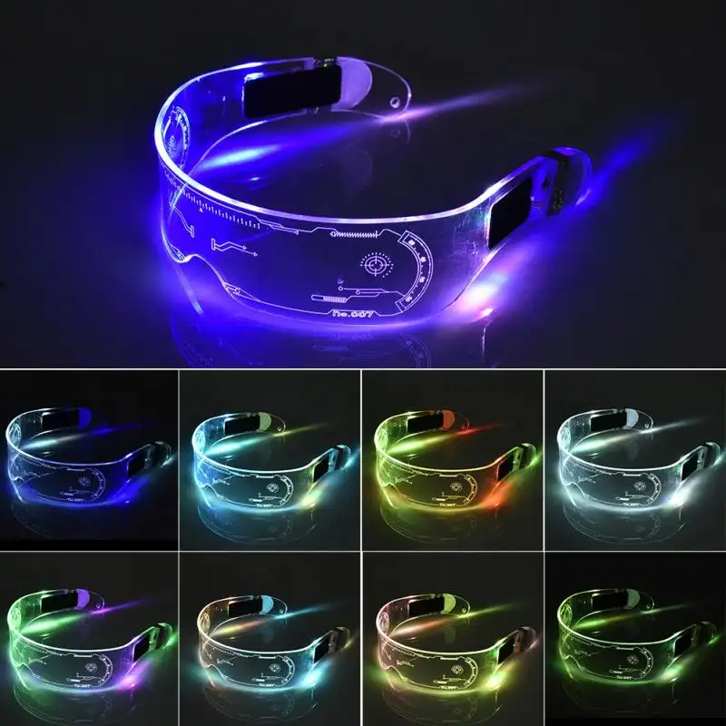 LED Luminous Cyberpunk Party Glasses Glowing LED Glasses EL Wire Neon Christmas Halloween Light Glasses 2022 New Year Decoration