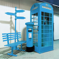Cabine téléphonique de qualité, détachable, pour foires aux fleurs, cabine téléphonique dorée, livre audio, cabine téléphonique debout pour mariage