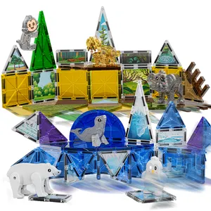 Éducatif neige océans/ferme/dinosaures/forêts thèmes bricolage connexion animaux magnétiques tuiles blocs de construction ensemble de jouets pour enfants