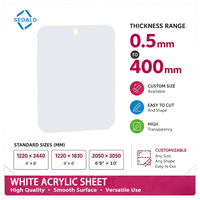 Plaque acrylique PMMA semi-transparente blanc laiteux 431A, sur mesure en usine, pliage à chaud, antistatique, résistante aux UV, découpe de verre organique