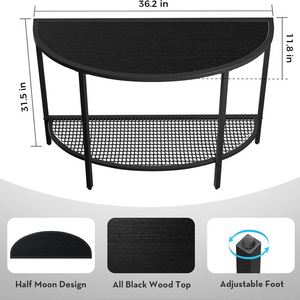 Table <span class=keywords><strong>console</strong></span> à cadre en métal pour couloir Table <span class=keywords><strong>console</strong></span> à 2 niveaux en <span class=keywords><strong>bois</strong></span> noir de style <span class=keywords><strong>scandinave</strong></span> moderne - Product Image 4