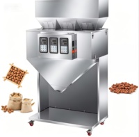 Machine de pesage et de conditionnement semi-automatique mobile à trois têtes pour granulés secs, amandes, arachides et céréales multiples