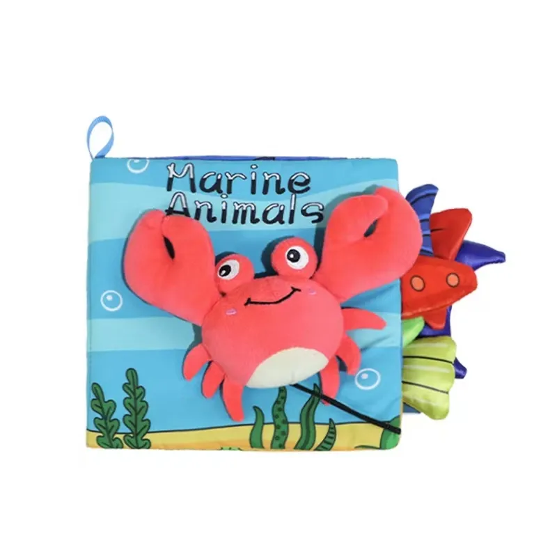 Soft Books Cute Cartoon Crab Beetle High Contrast Toy for Baby Touch and Feel Crinkle Cloth Book Toy with Non-Toxic Fabrics Gift