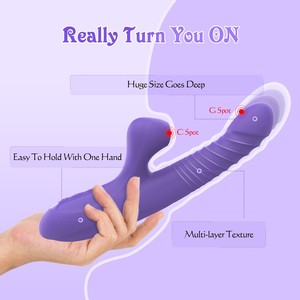 Massageador Pessoal Vibratório e com Movimento de Impulso de 7 Modos, Dispositivo de Cuidado Corporal Telescópico com Motor Duplo, Ferramenta de Bem-Estar em Silicone Recarregável via USB - Product Image 5