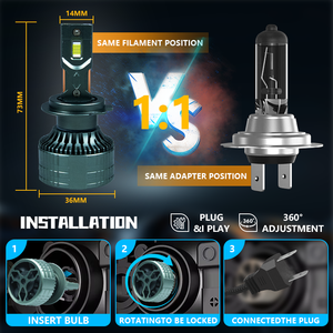 Bombillas LED CSP para Faros Delanteros de Automóvil 9005 9006 H1 Led H4 <span class=keywords><strong>H7</strong></span> H11 <span class=keywords><strong>75w</strong></span> 8000lm de Alta Potencia para Faros Halógenos y Xenón - Product Image 3