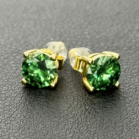 Boucles d'oreilles en argent sterling 925 plaqué or 18 carats personnalisé vert rouge rose bleu Moissanite 2ct VVS Solitaire coupe ronde pour femmes hommes