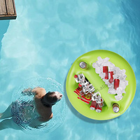 Plateau alimentaire de piscine flottant gonflable à 4 trous Bar de service glacière de piscine