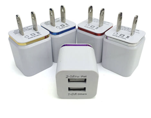 Bộ Sạc Điện Thoại Di Động USB Kép Bộ Chuyển Đổi Nguồn Điện Gắn Tường 5V 2.1A + 1A Màu Kẹo Sặc Sỡ - Product Image 3