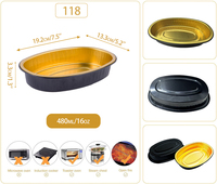 Emballage alimentaire à emporter, barquette jetable, gobelet à pâtisserie, noir or, écologique, emballage alimentaire en aluminium avec couvercle