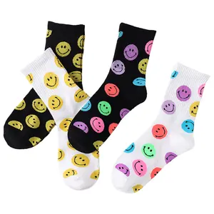 Fashion Cartoon Cotton Mid Tube Smile Smiling Face Socks Women Comfortable Smiley Socks