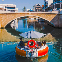 Bateau Donut Flottant Rond pour Barbecue, Bateau de Loisirs Électrique Rechargeable, Personnalisation Disponible pour Location et Opération de Divertissement