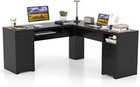 Bureau d'ordinateur d'angle en forme de L avec tiroirs et étagère de rangement, bureau à domicile, calcul robuste et peu encombrant