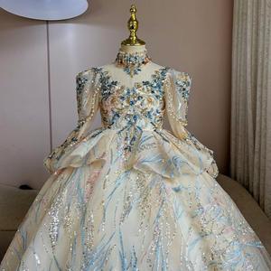 <span class=keywords><strong>Abito</strong></span> Formale per Ragazze, Design di Nicchia di Alta Gamma, Vestito da Principessa in <span class=keywords><strong>Tulle</strong></span> a Maniche Lunghe con Fiocco, Stile Sfilata - Product Image 5