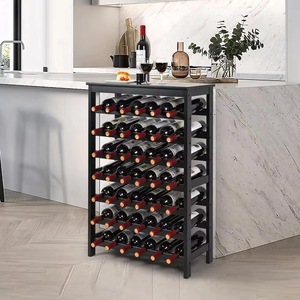 A 7-tier freestanding bamboo wine rack with <b>tabletop</b> storage, capable of holding 42 bottles for a modern home kitchen and - Product Image 3