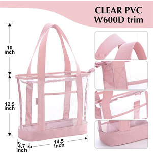 Custom Logo <strong>Clear</strong> Tote Bag Plastic PVC Shopping Shoulder Bag Stadium Approved Zipper Beach <strong>Clear</strong> <strong>Handbag</strong> - Product Image 4