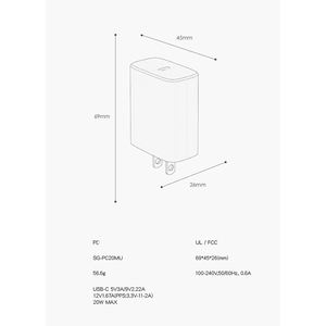 ที่ชาร์จโทรศัพท์มือถือแบบพกพาสำหรับการเดินทาง PD 20W อะแดปเตอร์2024แบบรวดเร็วมาตรฐาน UL - Product Image 5