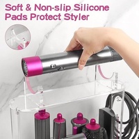 Support de rangement transparent en acrylique pour outils de coiffure, sèche-cheveux et baguettes, organisateur de bureau