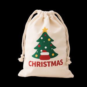 Sac à poussière réutilisable en toile de coton avec cordon de serrage pour cadeaux de Noël, rangement de fêtes, sac organisateur en tissu écologique - Product Image 1