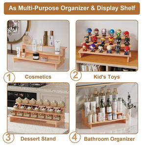 Bamboo Three Tier Display <b>Rack</b> Spice Organizer <b>Kitchen</b> Storage Minimalist Design - Product Image 2