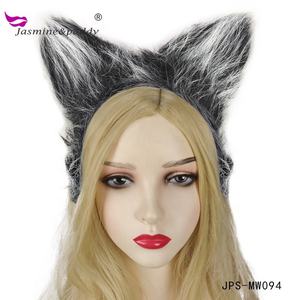 Manwu Usine Mignon Gris <span class=keywords><strong>Loup</strong></span> Chien En Peluche Dessin Animé Gris <span class=keywords><strong>Loup</strong></span> Oreilles Bandeau avec Queue pour Costume Party Props - Product Image 3