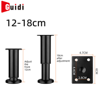 Pieds de support réglables en métal noir 12-18 cm, modernes, pour salon, chambre, cuisine, salle à manger, armoires et meubles