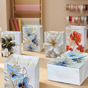 27012 Gold Foil Floral Offset Printed Flower Gift Bag Mixed Colors Promotional Paper - Product Image 1