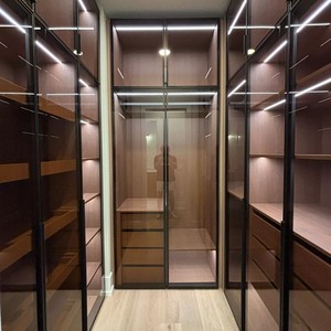 <span class=keywords><strong>Cabina</strong></span> <span class=keywords><strong>Armadio</strong></span> Moderna Personalizzata con Porte Scorrevoli in Vetro Fumé per Camera da Letto, Soggiorno, Sala da Pranzo, Casa, Villa e Hotel - Product Image 5