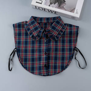 Rode geruite imitatie-strass overhemdkraag met parels, modieus herenmodel, natuurlijke steen, nep-kraag, t-shirt voor mannen, pastorale, klerikaal model - Product Image 2