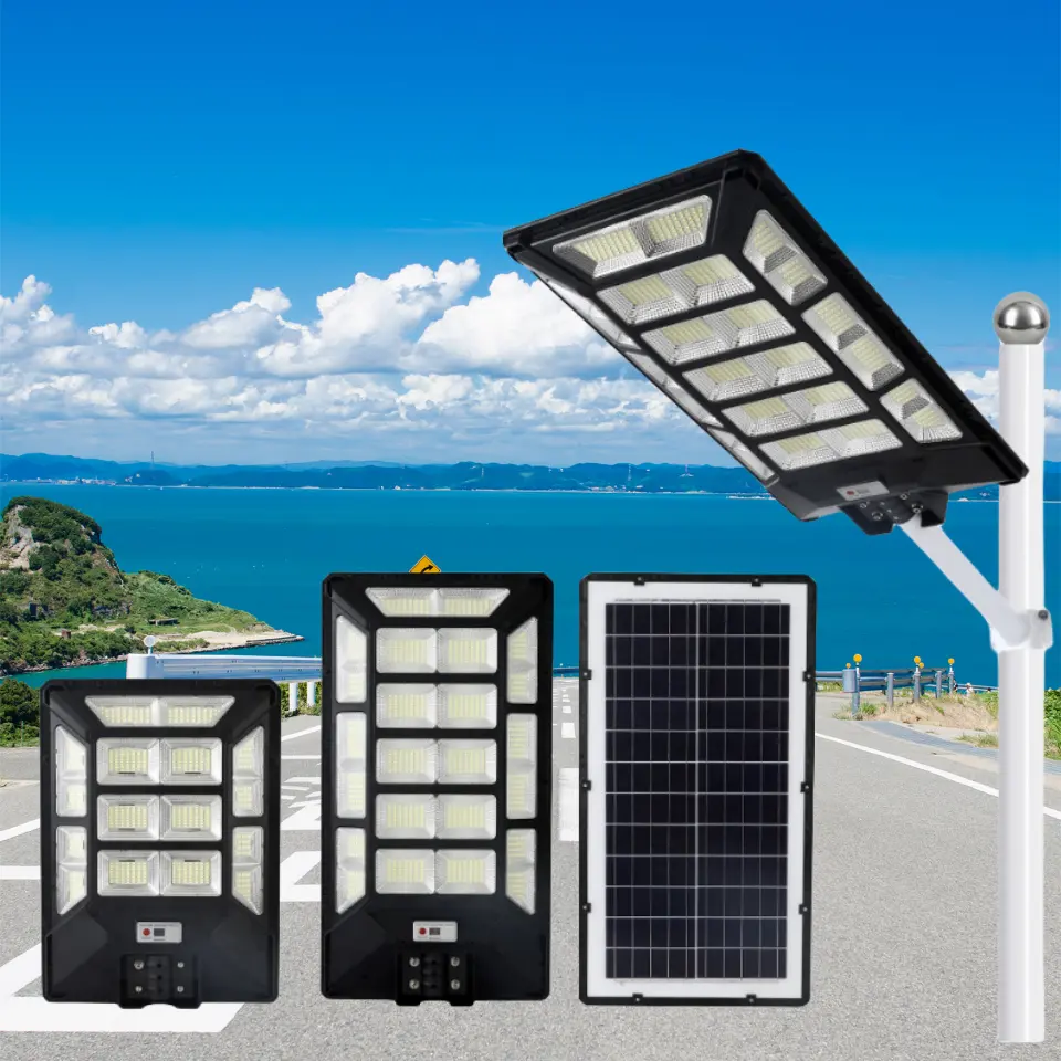 Lampu Jalan tenaga surya, lampu keamanan dinding Jalan Sensor Led 1000W semua dalam satu dengan Remote kontrol