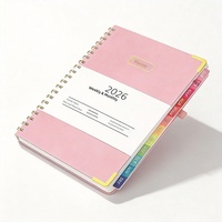 Agenda A5 transfrontalier à spirale - Couverture en papier certifié et lin, planificateur hebdomadaire et mensuel, cadeau personnalisable