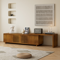 Meuble TV extensible de luxe de style Mid-Century Modern avec rangement pour téléviseurs de 65 pouces et plus, console multimédia, meuble TV pour salon