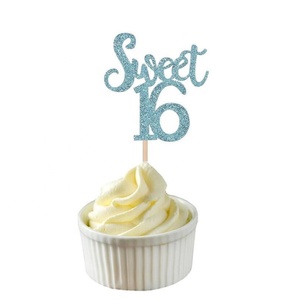 Oro Argento 16th Festa di Compleanno Temi Con Strass Decorazione Anniversario Forniture Decorazione di Una <span class=keywords><strong>Torta</strong></span> Dolce 16 Cake Topper - Product Image 3