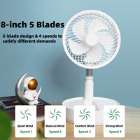 Ventilateur pliable rechargeable AntarcChill, 4 vitesses, ventilateur de sol télescopique, ventilateur de bureau 270 °   Refroidisseur d'air portable sans balais réglable
