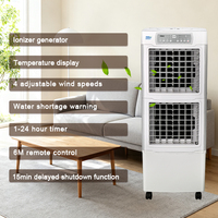 Ventilador de Refrigeración Portátil con Tanque de Agua Desmontable de 45L, Enfriador de Aire Evaporativo de Panal con Ruedas Universales